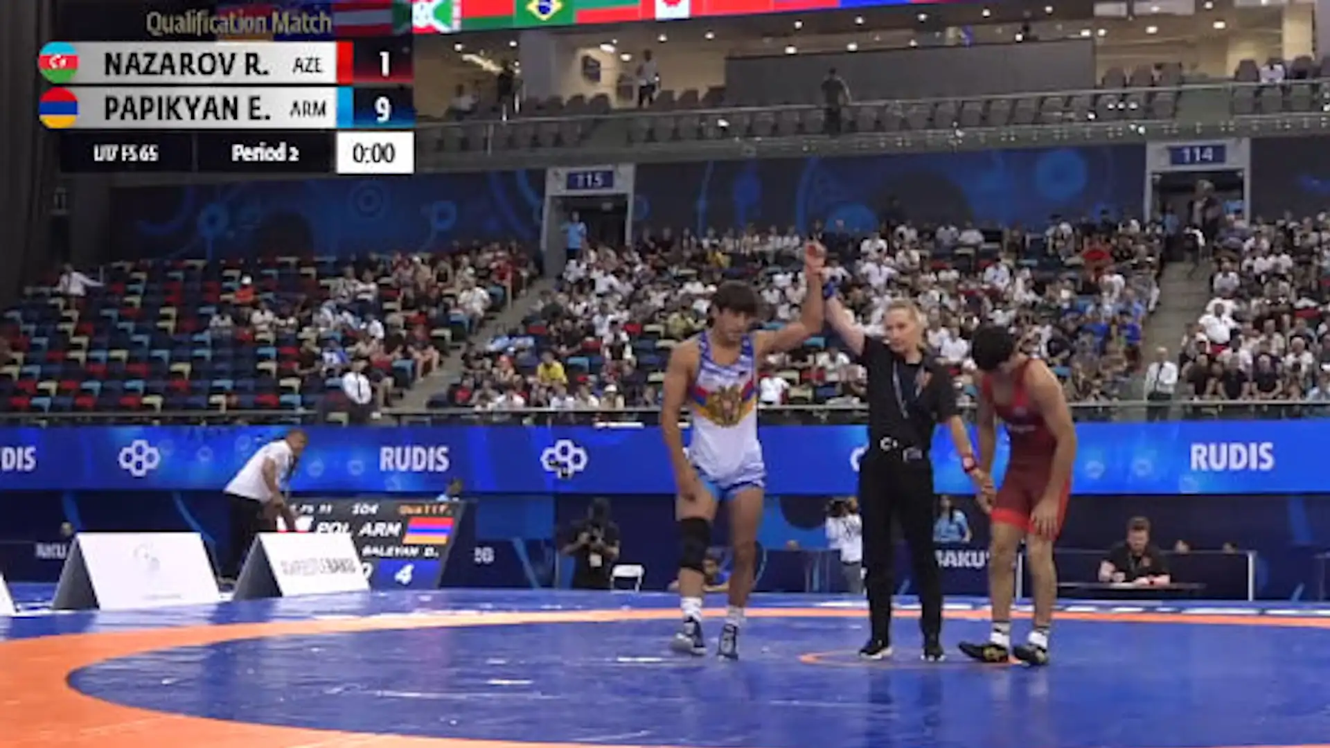 Papikyan defeats Azerbaijani wrestler in opening bout at World Championships in Baku